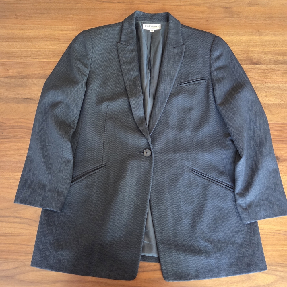 Giorgio Armani Collezioni Charcoal Black Single-Button Blazer Made in Italy - Picture 7 of 8